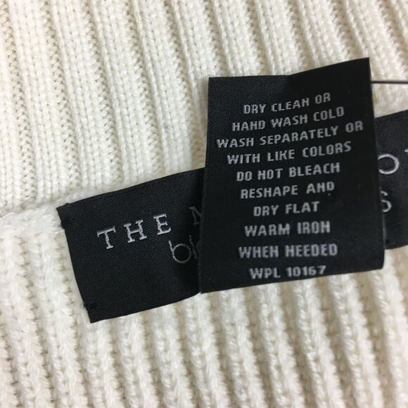 Bloomingdale’s Chunky Knit Striped Merino Wool Unisex Turtleneck Sweater Size L - Picture 8 of 9